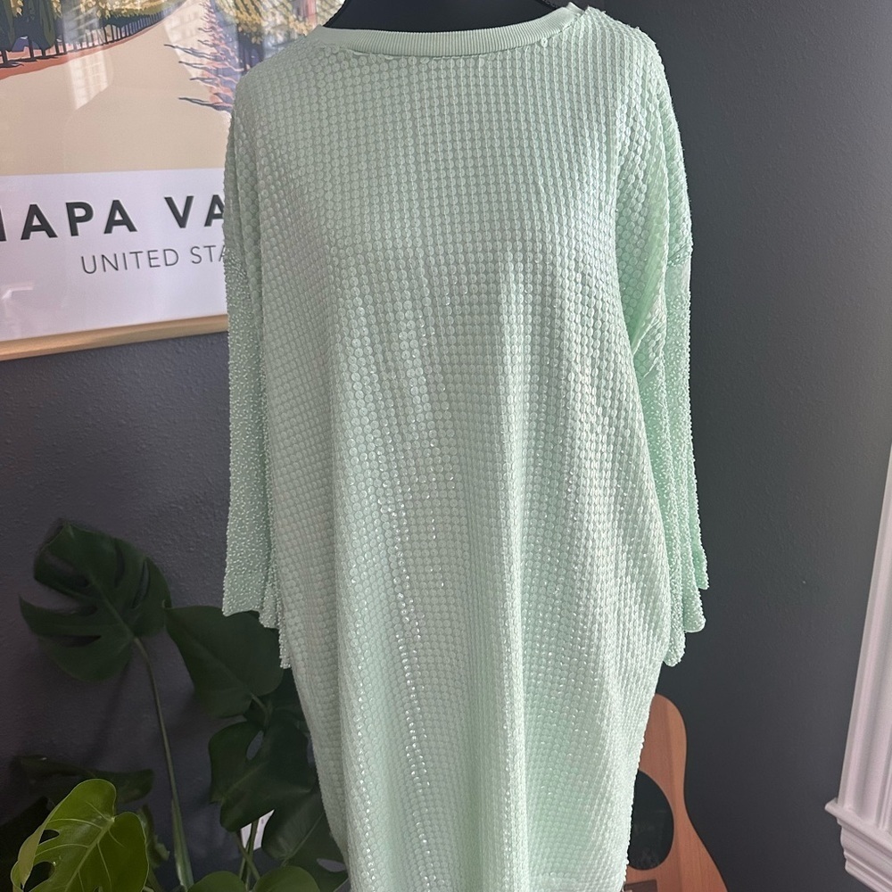 NWT Anthropologie Let Me Be Mint Green Fully Sequined Beaded Dress Size M - Picture 2 of 12